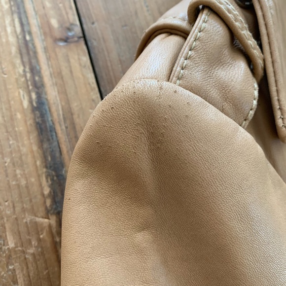 Michael Kors Beige Leather Jacket, Sz M - Picture 8 of 16